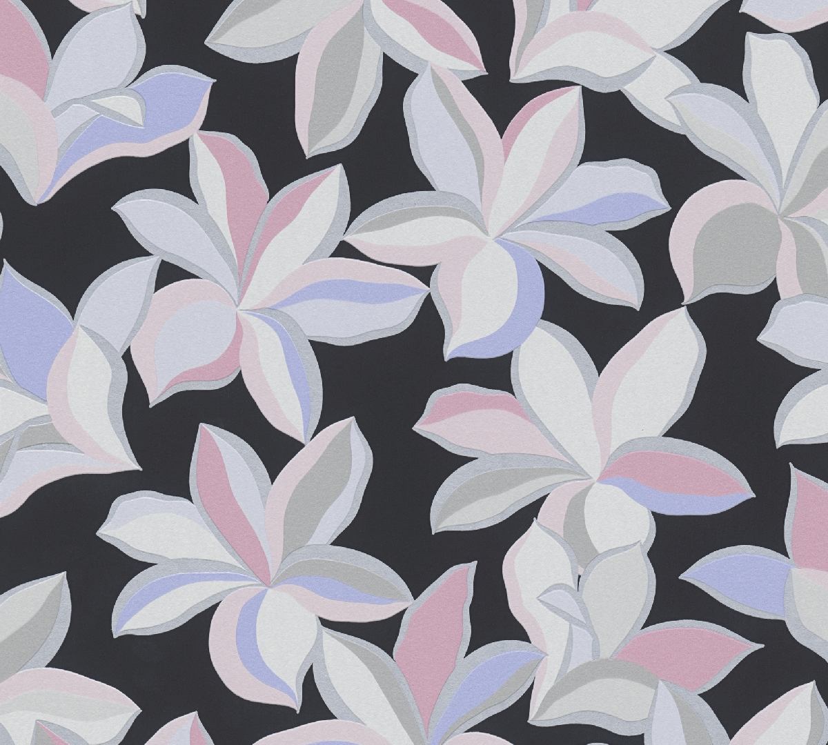 Vliestapete House of Turnowsky 389081 - Florale Tapete Muster – Schwarz, Silber